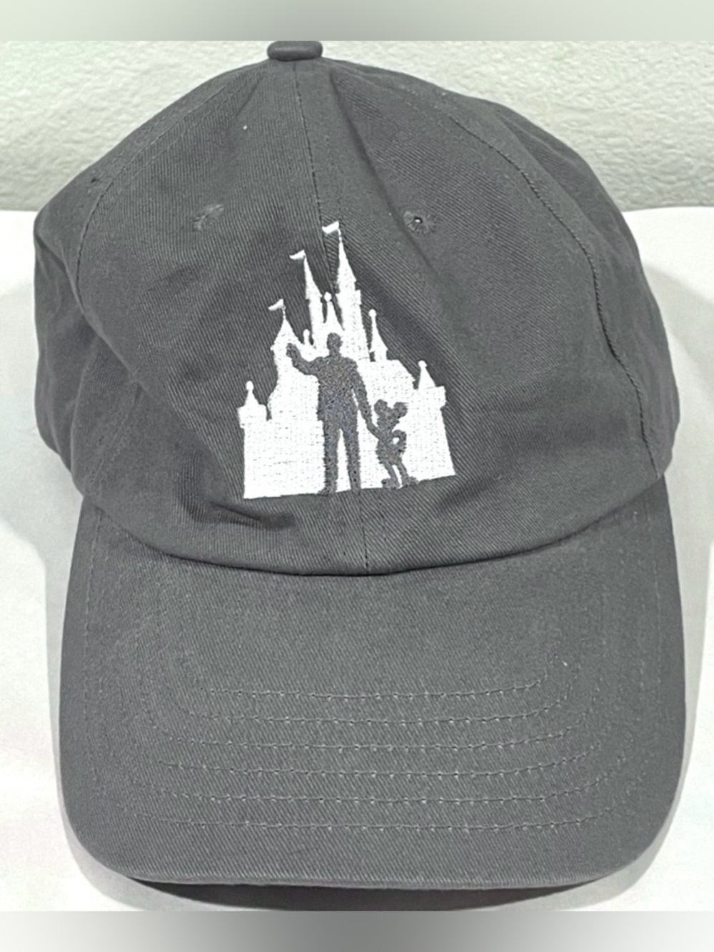 Disney Parks Exclusive Grey White Embroidery Baseball Cap | 100% Cotton